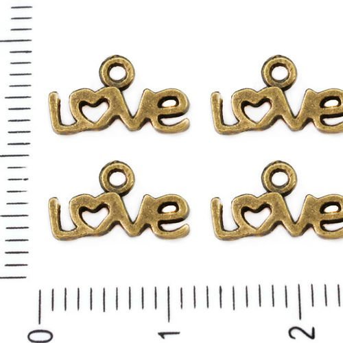 16pcs bronze antique ton message d'amour des lettres pendentifs charms tchèque métal conclusions 12m sku-39256