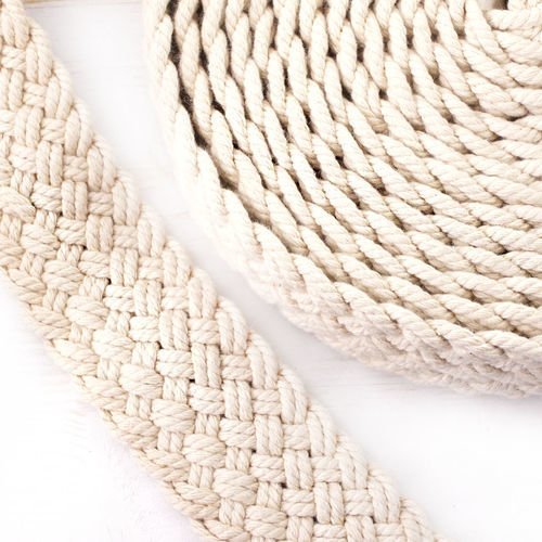 1yrd 0 9 m de la lumière naturelle beige de draps en coton tricoté ruban tissu à plat cordon macrame sku-39904