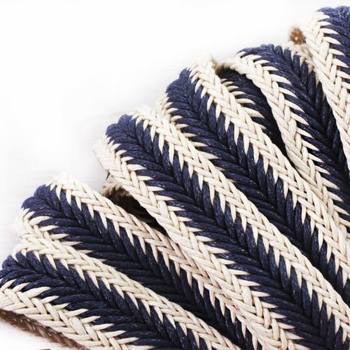 1yrd 0 9 m beige clair bleu foncé draps en coton de cordon tricoté ruban tissu à plat macrame bobo b sku-39909