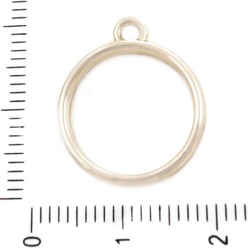 6pcs plaqué or ronde de pièce de monnaie de cadre pendentifs charms tchèque métal conclusions 19mm x sku-39634
