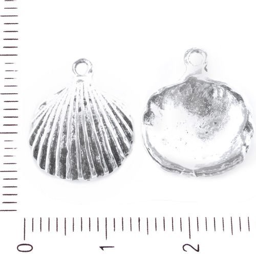 6pcs antique ton argent coquillage conque pendentifs charms tchèque métal conclusions 15mm trou 1mm sku-39203