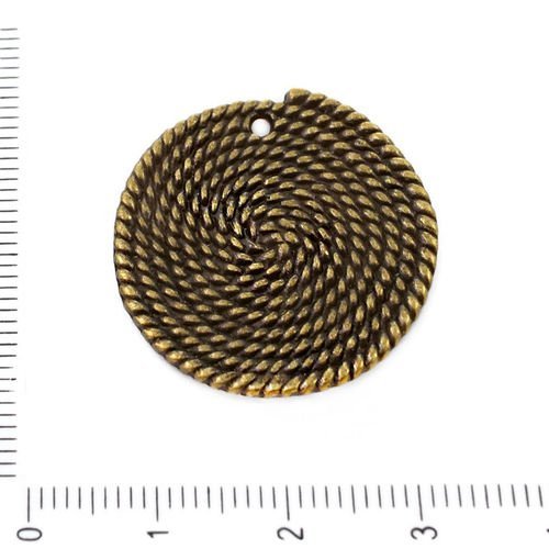2pcs bronze antique ton tour spiral plat pièce de monnaie pendentifs charms tchèque métal conclusion sku-39262