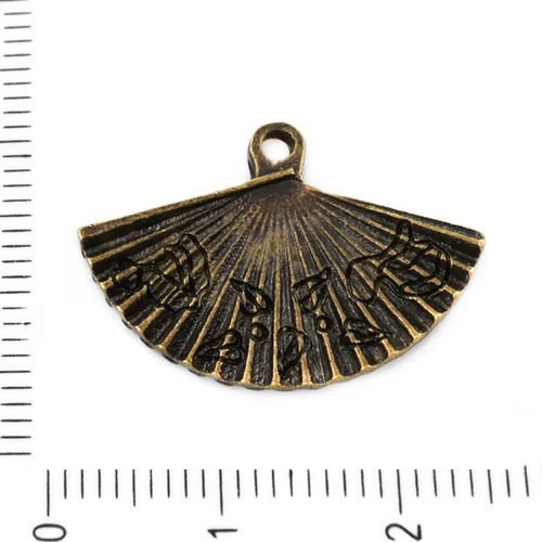 2pcs bronze antique ton fan pendentifs charms tchèque métal conclusions 16 mm x 24 mm trou 1mm sku-39284