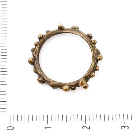 4pcs bronze antique ton anneau rond pendentifs charms tchèque métal conclusions 19mm sku-39308