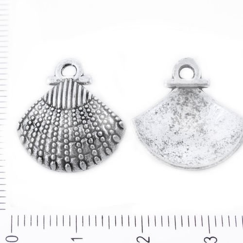 2pcs matte argent antique ton coquillage coquille marine de la mer pendentifs charms tchèque métal c sku-39442
