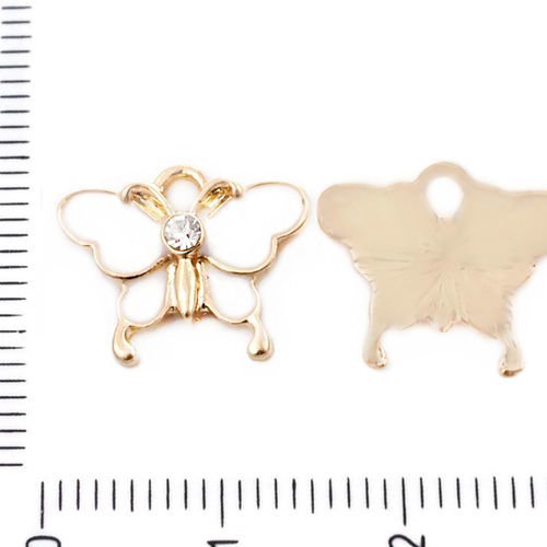 6pcs blanche-neige émail or strass papillon insecte animal pendentifs charms en métal conclusions 12 sku-39549