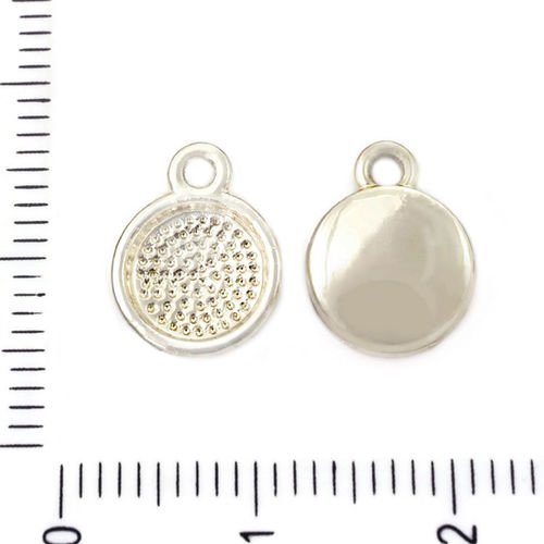 6pcs plaqué or petite pièce ronde en pointillés cabochon paramètres pendentifs charms tchèque métal  sku-39591