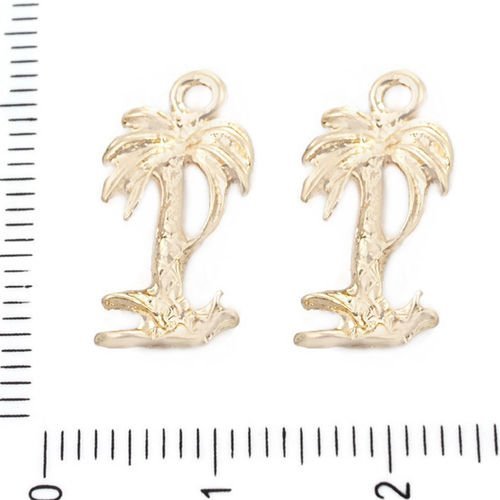 6pcs plaqué or palm tree beach pendentifs charms tchèque métal conclusions 18 mm x 9.5 mm trou 2mm sku-39602