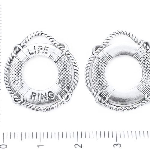4pcs argent antique donut anneau de la vie pendentif de charme de bijoux de formuler des constatatio sku-38897