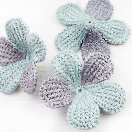 6pcs bleu turquoise violet crochet tricoté à plat applique de fleur patch à coudre sur la broche bro sku-40175