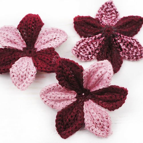 6pcs rose rouge au crochet tricoté à plat applique de fleur patch à coudre sur la broche brodée à la sku-40177