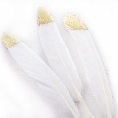 6pcs or blanc haut teints en plumes d'oie pendentif boucles d'oreilles bijoux de costume lâche satin sku-39324