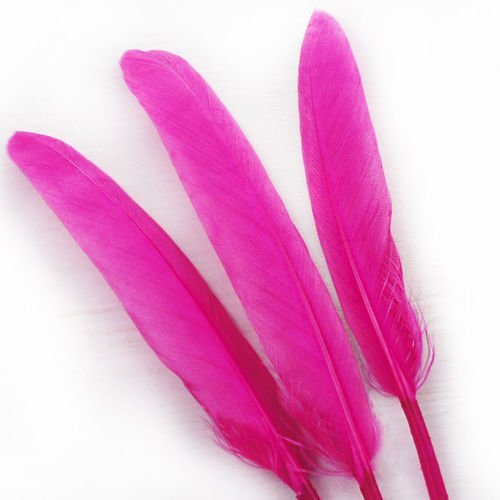 6pcs fuchsia rose chaud teint les plumes d'oie pendentif boucles d'oreilles bijoux de costume dreamc sku-39332