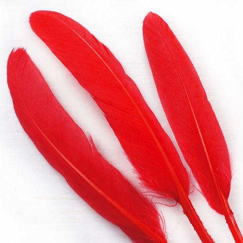 6pcs rouge teint les plumes d'oie pendentif boucles d'oreilles bijoux de costume dreamcatcher 10-15c sku-39334