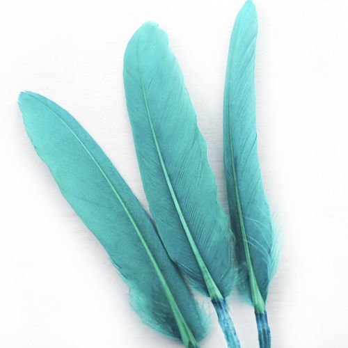 6pcs turquoise aqua vert teint les plumes d'oie pendentif boucles d'oreilles bijoux de costume dream sku-39335