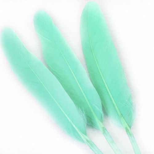 6pcs lumière turquoise aqua vert teint les plumes d'oie pendentif boucles d'oreilles bijoux de costu sku-39339