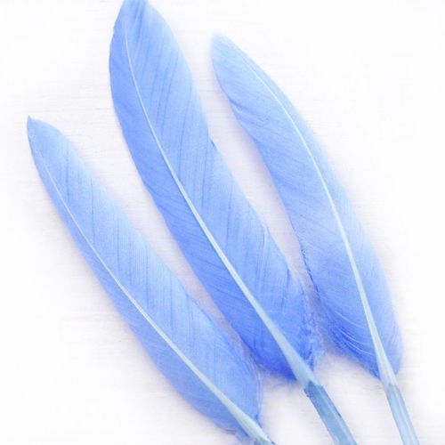 6pcs teints en bleu plumes d'oie pendentif boucles d'oreilles bijoux de costume dreamcatcher 10-15cm sku-39341