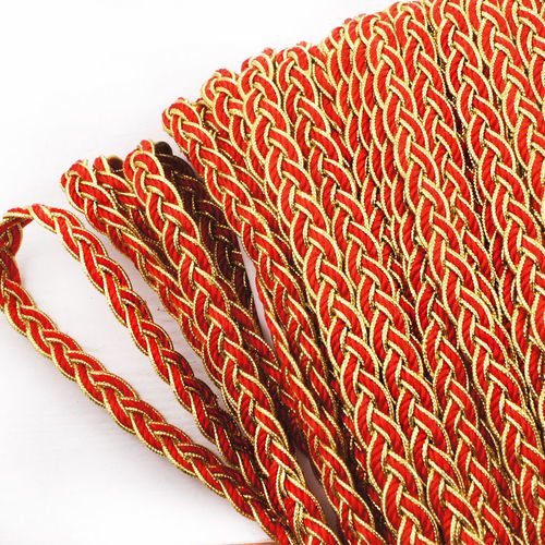 1yrd 0 9 m metallic or rouge en polyester texturés soutache tressé bande de dentelle cordon large gi sku-39812