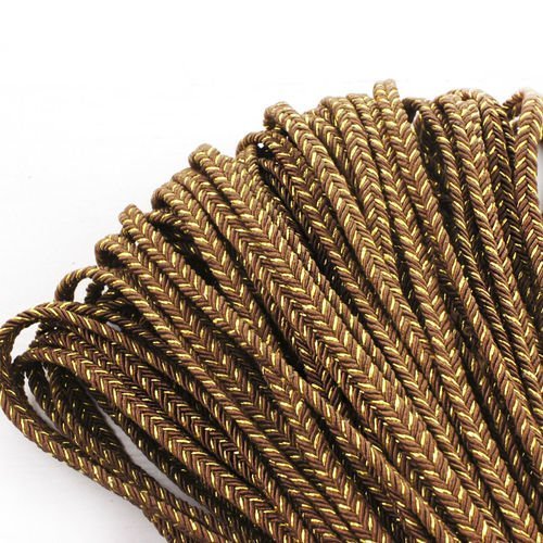 2yrd 1 8 m metallic or brun texturé de polyester soutache cordon tressé large gimp pour perles à cou sku-39821