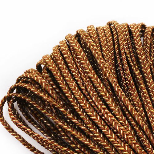 2yrd 1 8 m metallic or brun clair en polyester texturés soutache cordon tressé large gimp pour perle sku-39820