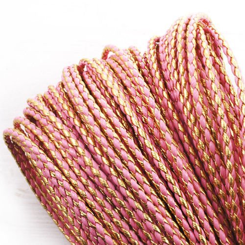 2yrd 1 8 m or rose en pu simili cuir cordon en tressé de fausse pu perles décoratives chaîne de cord sku-39865