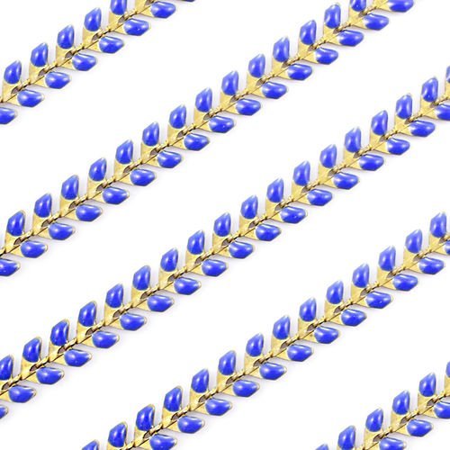 0.5 yrd 0 5 m en laiton foncé bleu saphir de la feuille d'or décoratif en épi de flèche plate concep sku-40521