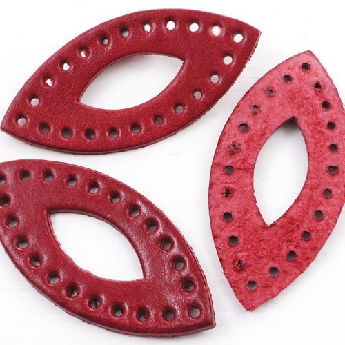 2pcs rouge exclusive naturel authentique cuir couleur ovale charme pendentif boucle d'oreille de bij sku-40422