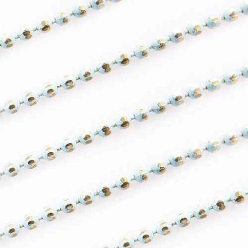 2yrd 1 8 m en laiton bleu turquoise coupe d'or délicate boule petite chaîne lien collier de bijoux e sku-40515