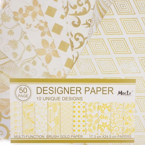50 feuilles de 10 unique d'or de la géométrie de dessins de fleurs de scrapbooking papier découpage  sku-40672