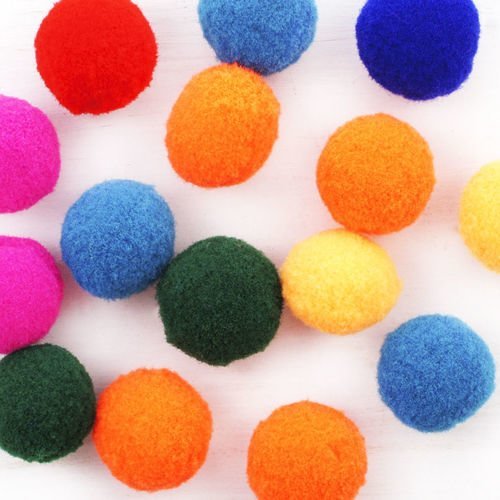 20pcs mélange de polyester pompon boule pendentif charme pon pon ponpon mala bracelet collier boucle sku-40304