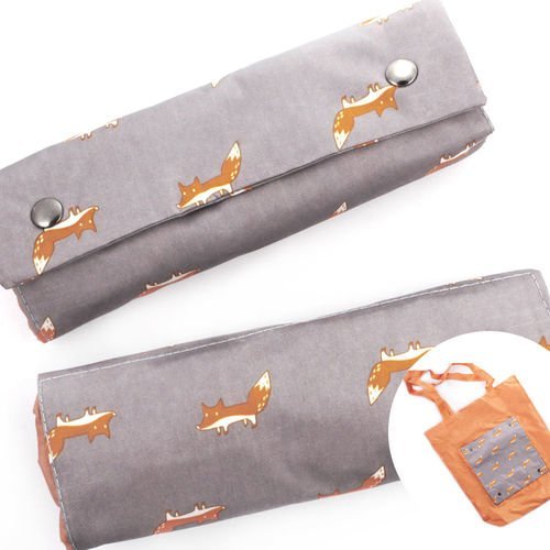 1pc orange gray fox durable et de bonne qualité machine compacte et pliable sac élégant réutilisable sku-40770