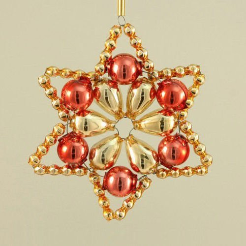 Argent or rouge star tchèque de bohême de l'arbre de noël de cadeaux ornements de perles de verre pr sku-41001