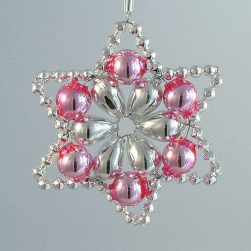 Argent rose star tchèque de bohême de l'arbre de noël de cadeaux ornements de perles de verre projet sku-41003