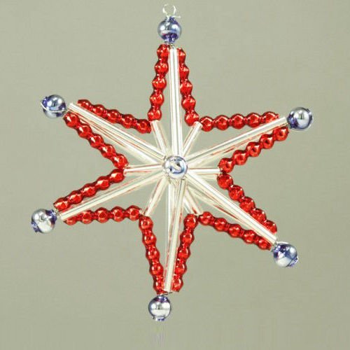 Argent rouge magic star tchèque de bohême de l'arbre de noël de cadeaux ornements de perles de verre sku-41004