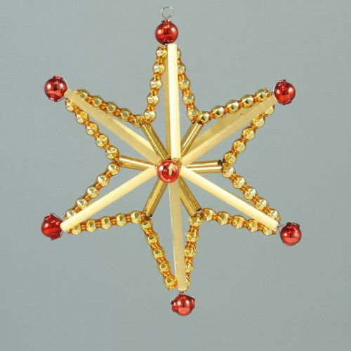 L'or rouge de la magie star tchèque de bohême de l'arbre de noël de cadeaux ornements de perles de v sku-41005