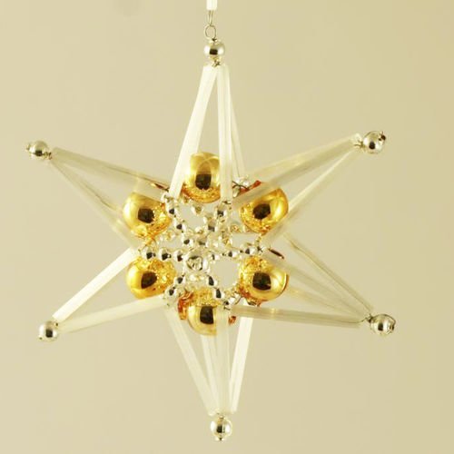 Argent or tressé star tchèque de bohême de l'arbre de noël de cadeaux ornements de perles de verre p sku-41008