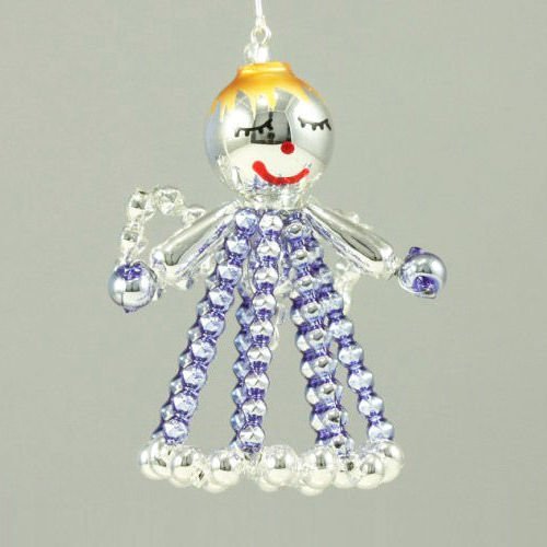 Silver blue angel tchèque de bohême de l'arbre de noël de cadeaux ornements de perles de verre proje sku-41014