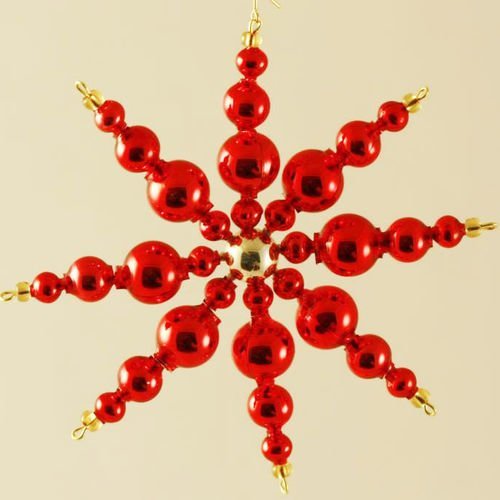 Or rouge tout droit de star tchèque de bohême de l'arbre de noël de cadeaux ornements de perles de v sku-41018