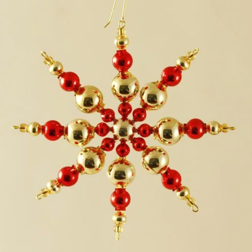 L'or rouge tout droit de star tchèque de bohême de l'arbre de noël de cadeaux ornements de perles de sku-41022