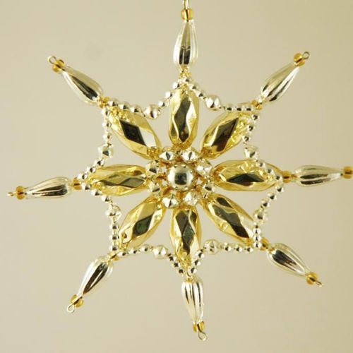 Or argent flocon de neige star tchèque de bohême de l'arbre de noël de cadeaux ornements de perles d sku-41025