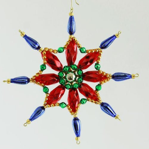 Rouge bleu vert or de flocon de neige star tchèque de bohême de l'arbre de noël de cadeaux ornements sku-41026