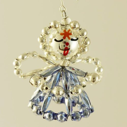 Argent bleu bébé ange tchèque de bohême de l'arbre de noël de cadeaux ornements de perles de verre p sku-41028