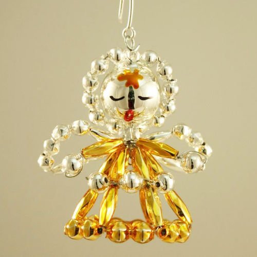 Argent or bébé ange tchèque de bohême de l'arbre de noël de cadeaux ornements de perles de verre pro sku-41029