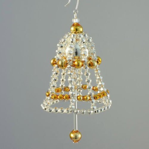Argent or bell tchèque de bohême de l'arbre de noël de cadeaux ornements de perles de verre projet à sku-41030