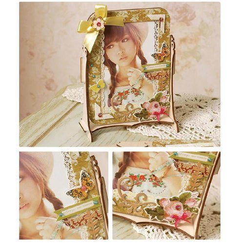 Jaune violet or brillant album de bricolage en bois ornées de frame kit vintage set de luxe 18 5 cm  sku-40613