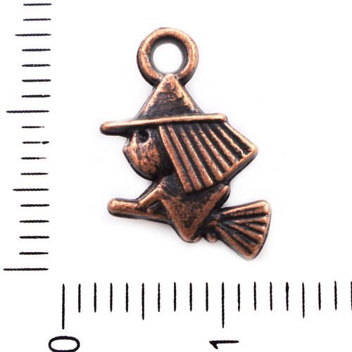 12pcs cuivre antique ton sorcière sur balai fantôme d'halloween pendentifs charms tchèque métal conc sku-41374
