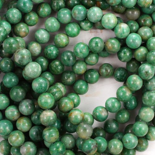 12pcs jade qinghai pierre vert de la naturelle lisse ronde perles de de 8mm sku-41396
