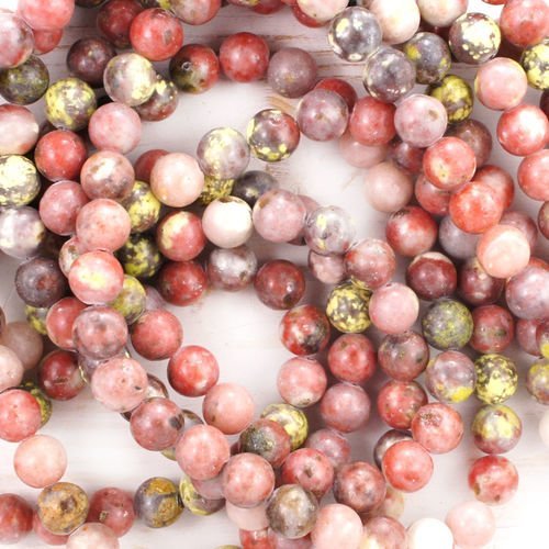 12pcs jade plum blossom pierre vert rose naturelle lisse ronde perles de de 8mm sku-41397