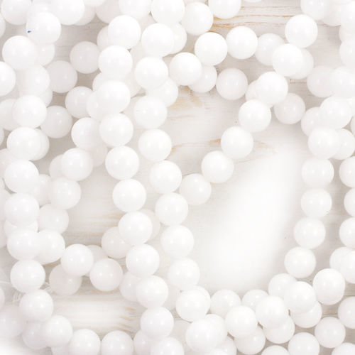 12pcs blanc teint en marbre pierre naturelle gemme lisse ronde perles de de 8mm sku-41428