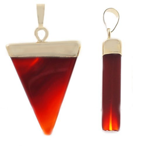 1pc agate rouge couleur or plaqué triangle de pierres précieuses pendentif de charme avec laiton cau sku-41474